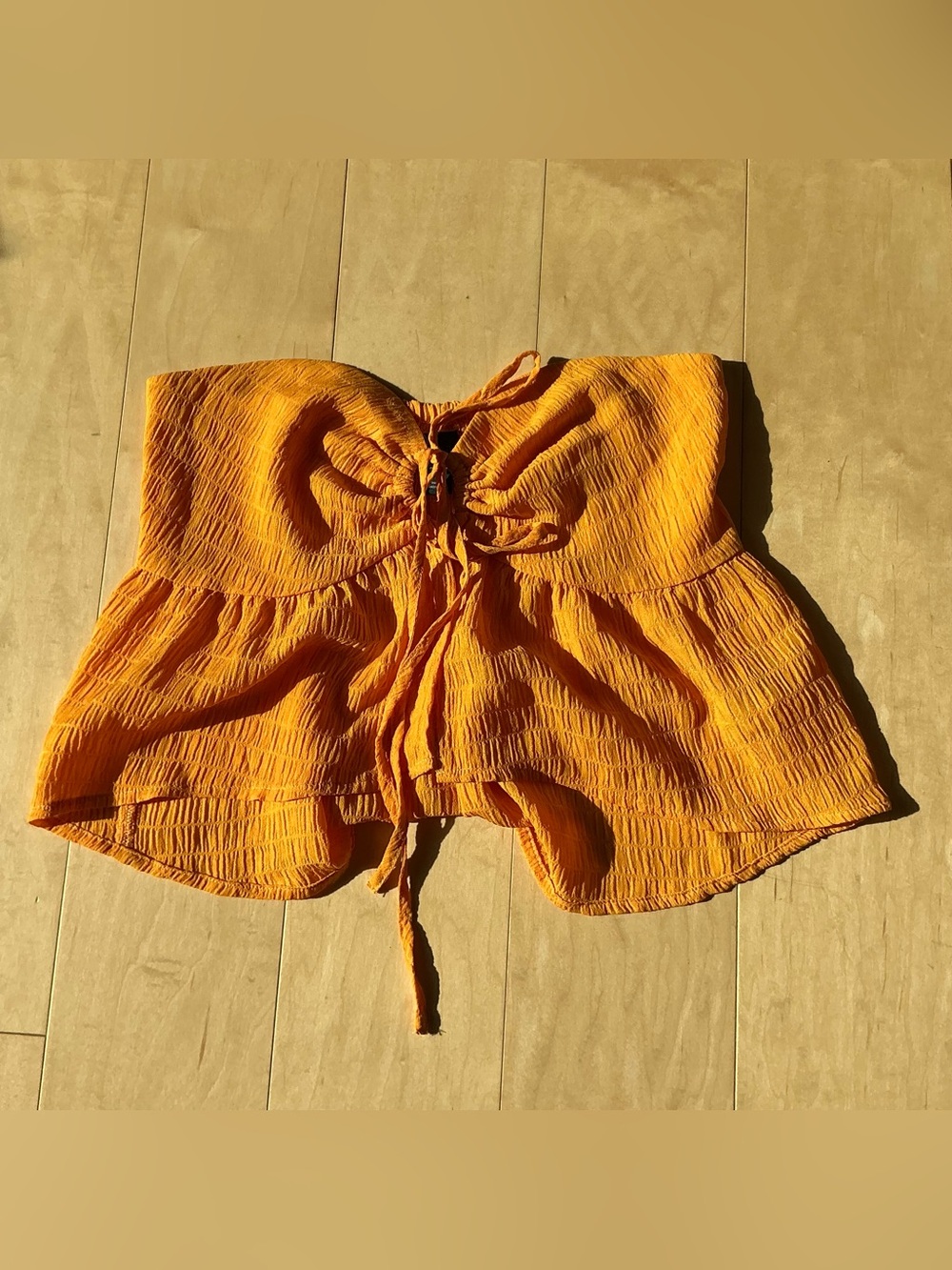 Women’s Orange Drawstring Ruffle top